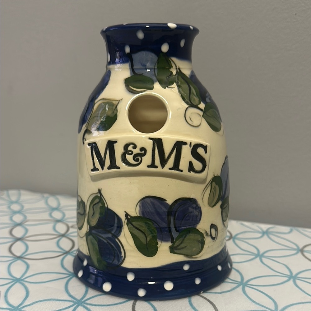 M&M's Blue and Cream Ceramic Vase